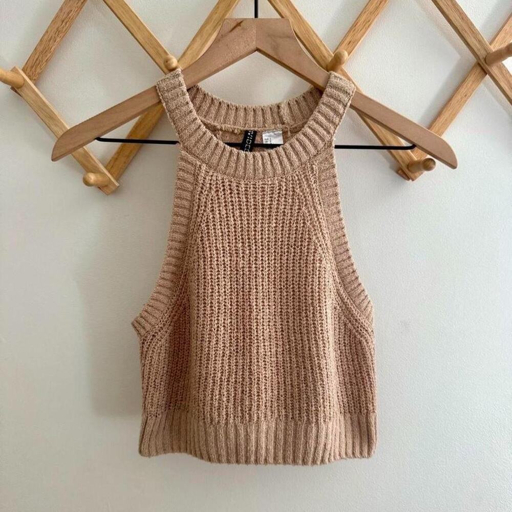 H&m oatmeal knit halter tank neutral minimalist small